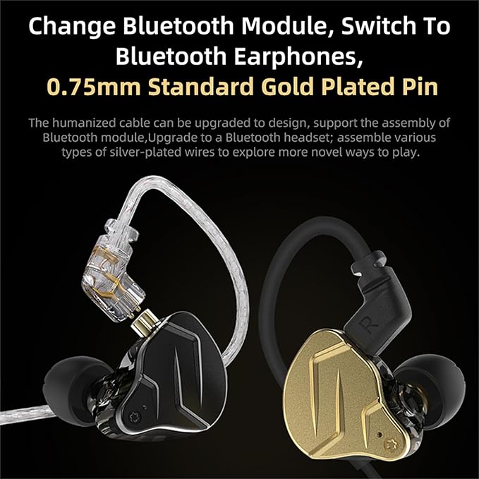 KZ ZSN PRO X in Ear Monitor Headphones Gaming Earbuds, High Fidelity Wired Earbuds, Hybrid Dual Driver IEMS Earphones with 1BA 1DD Detachable Tangle-Free Cable for Computer Tablet (Gold, with Mic)