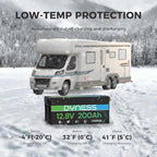 12V 200Ah PLUS LiFePO4 Battery, Max. 2560Wh Power, 12.8V LiFePO4 Battery Upgrade 200A BMS with Low-Temp Protection, 4000+ Deep Cycles 12V Lithium Battery Perfect for RV, Solar System, Off-Grid