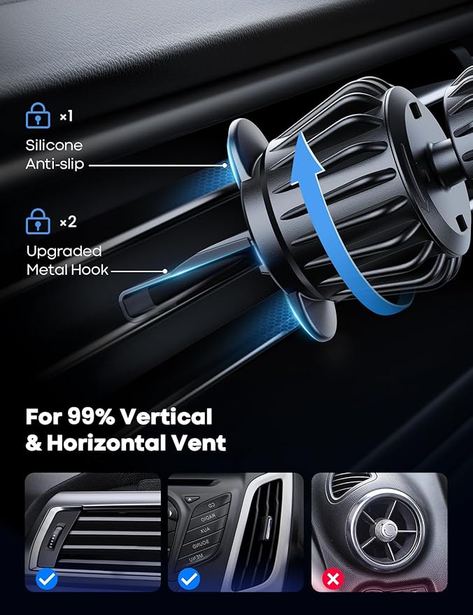 Lamicall Fits MagSafe Car Mount - [20 Super Magnets] Magnetic Car Phone Mount, Air Vent Cell Phone Holder Clip, MagSafe Accessories for iPhone 14 13 12 Pro Max Plus Mini & MagSafe Case & All Phones