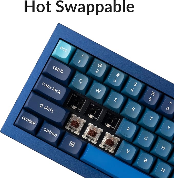 Keychron Q4 Wired Custom Mechanical Keyboard, 60% Layout QMK/VIA Programmable Macro with Hot-swappable Gateron G Pro Brown Switch Double Gasket Compatible with Mac Windows Linux(Navy Blue)