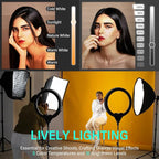 UBeesize 14'' Foldable Ring Light with 62'' Tripod Stand and Phone Holder, LED Selfie RingLight for iPhone with Remote, Circle Light for Tiktok/YouTube/Photography/Makeup/Live Stream