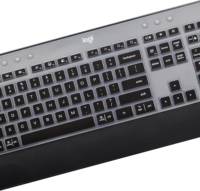 Keyboard Cover Skin for Logitech MK545 MK540 Wireless Keyboard, Logitech MK545 Keyboard Protector, Logitech MK540 Ultra Thin Desktop PC Silicone Clear Keyboard Skin Protector-Black