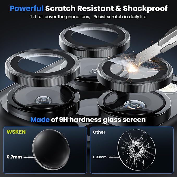 WSKEN for iPhone 16 Pro/iPhone 16 Pro Max Camera Lens Protector - [Original Shooting Model] Shatterproof Ultra HD Tempered Metal Glass Camera Screen Protector Cover Film Accessories