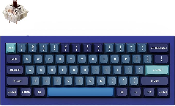 Keychron Q4 Wired Custom Mechanical Keyboard, 60% Layout QMK/VIA Programmable Macro with Hot-swappable Gateron G Pro Brown Switch Double Gasket Compatible with Mac Windows Linux(Navy Blue)
