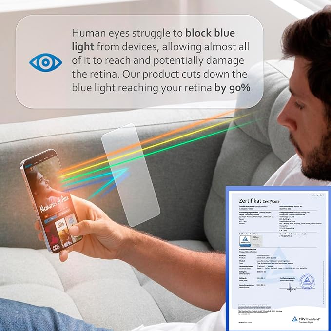 Deppa |2 Pack| Anti-Blue Light Screen Protector for iPhone 16e/14/13Pro/13 (6.1') | Scratch Resistant Tempered Glass | 3D Edge to Edge Coverage | Easy Installation Kit | Eye Safeguard TÜV Certified