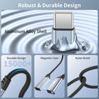 Quanlex 2 in 1 Magnetic USB C to 3.5mm Headphone Jack Adapter and Charger, USB C to Aux Audio Jack Hi-Res 32bit/384kHz with PD 60W Fast Charging Dongle Cable for iPadiPhone 16/15