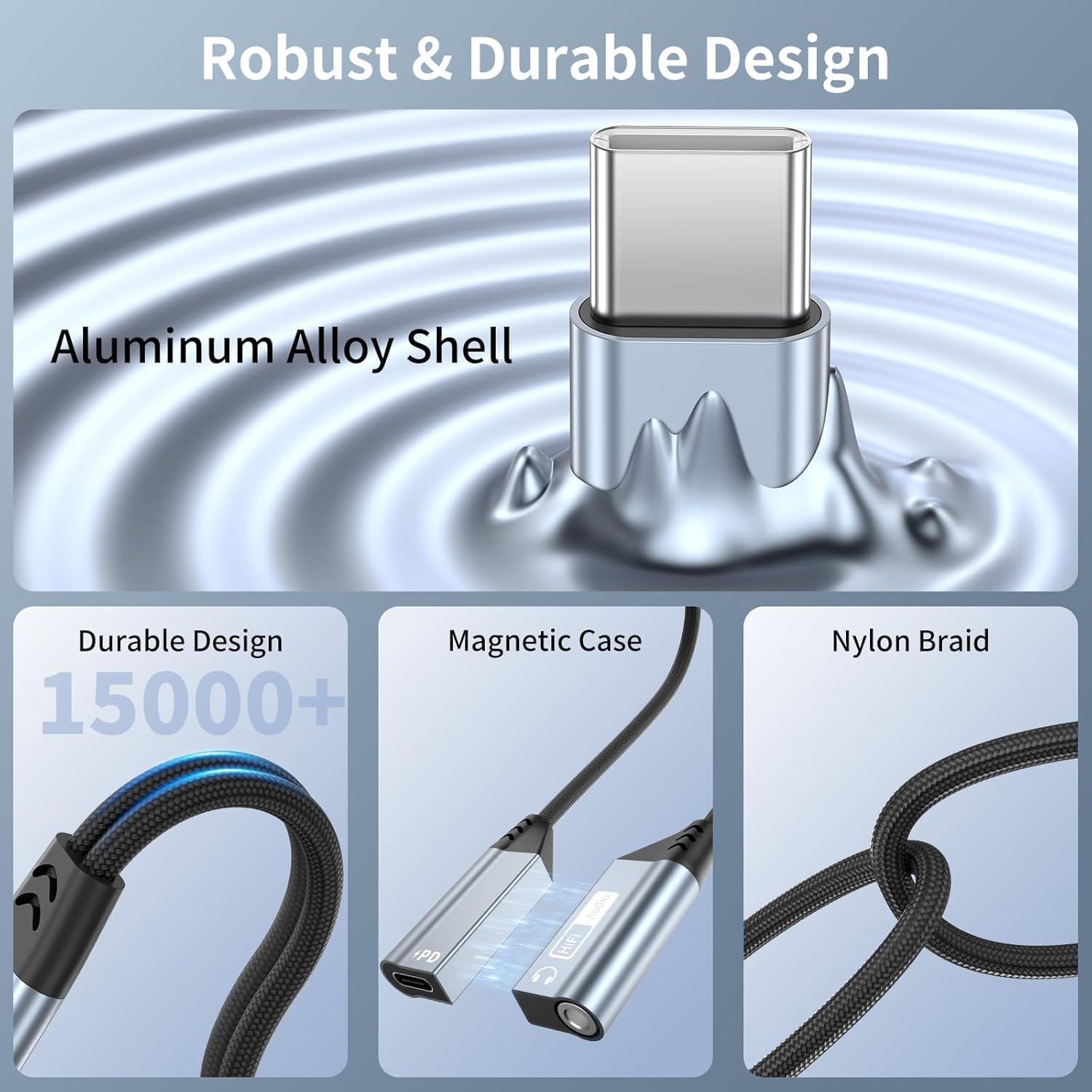 Quanlex 2 in 1 Magnetic USB C to 3.5mm Headphone Jack Adapter and Charger, USB C to Aux Audio Jack Hi-Res 32bit/384kHz with PD 60W Fast Charging Dongle Cable for iPadiPhone 16/15