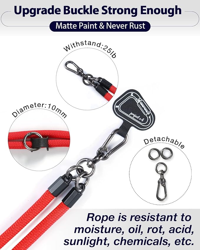 project-cb Cell Phone Lanyard ×1, Tether Tab ×2, Universal Adjustable Phone Strap, Crossbody, Neck Phone Lanyard, Rope Strap