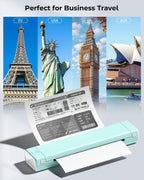 Phomemo Inkless Portable Printer for Travel - Wireless Thermal Printer Compatible with Phone & Laptop, Bluetooth Printers Supports 8.5" X 11" Letter Thermal Paper, Come with Carry Case