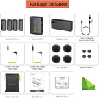 7RYMS iRay DW40 Wireless Lavalier Microphone with Four Transmitters One Charging Case Support AI Denoise, 48kHz/24bit Recording for Video Vlog, Interview, Live Streaming, Podcasting-Black