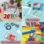 AUSTARK 20 Pcs Zipper File Bags, Plastic Mesh Pouch, Board Game Storage Bag, Waterproof Bags for Office School (A5 Size 9.2''x6.7'', White and Blue)