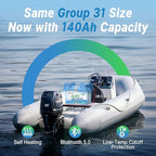 Redodo 12V 140Ah Dual Purpose Lithium Marine Battery, 1000CCA Group 31 Bluetooth Starting Battery with Self Heating, 3 Pack