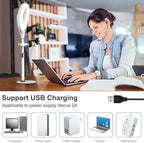 8 inch Desk Ring Light with Stand, Adjustable Computer Circle Light for Video Conference Lighting, Zoom Calls, Virtual Meeting, Video Recording, Selfie Light with Phone Holder for Streaming, Podcast