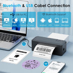 Shipping Thermal Label Printer, 4x6 Portable Label Printer, Bluetooth Label Maker for Small Business, Support iPhone,Android,Windows,Mac,Chromebook,Works with USPS, Ebay,Shopify&More, Black