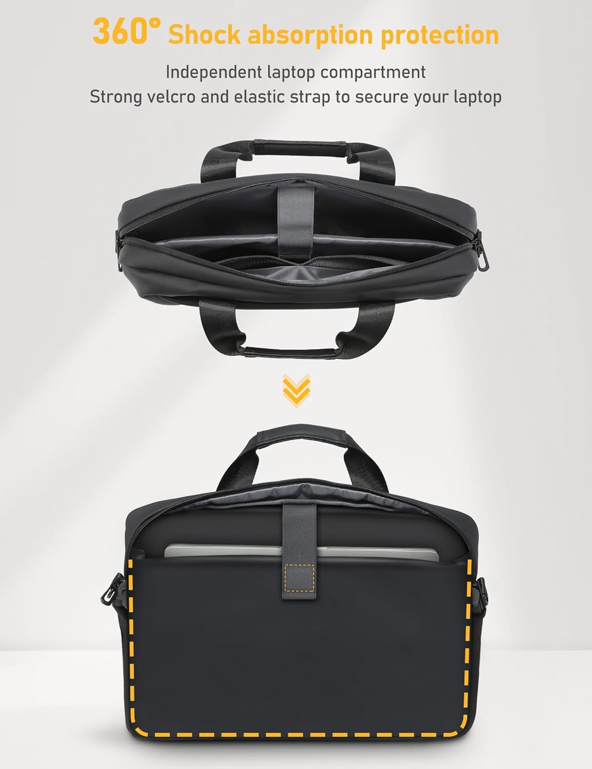 15-16 Inch Laptop Shoulder Bag Business Briefcase Water Resistant Computer Messenger Bags Compatible with MacBook Pro 16, MacBook Air 15 M4, HP, Dell, ASUS Notebook, Black