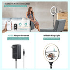 Aureday 14inch iPad Ring Light with Tripod Stand, 62inch Selfie Tripod Light Ring with Phone&Tablet Holder for Recording, 20W LED Circle Light with Wireless Remote for Tiktok, Makeup, Live Streaming