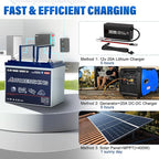 12V 100Ah BCI Group 24 Bluetooth LiFePO4 Battery, 120A BMS Rechargeable Mini Lithium Battery with Low-Temp Protection, Up to 15000 Cycles Perfect for RV, Camping, Solar, Off-Grid and Boat