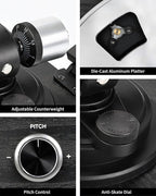 Turntable Vinyl Record Player Support Bluetooth Output Phono/Line Switch Pitch Control with Pre-Installed Counterweight & Magnetic Cartridge, Belt Drive 2 Speed