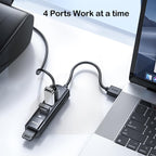 KAGO USB C Hub 4 Ports - Multiple USB 3.0 Hub with 5Ft Cable, USB-C Splitter Extender with USB Type-C Power Port, for Laptop,Desktop, Windows, Linux, PC(USB c)