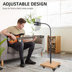 wishacc Tablet Floor Stand for Bed - Gooseneck Tablet Holder Mount with Adjustable Height and 4 Wheels, Compatible with iPad mini Air Pro 12.9/9.7, Galaxy Tab, Kindle, Cell Phones (4.7"-13")