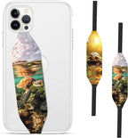 Phone Grip Strap - Pack of 2 Reversible Finger Holder for Phone Back, Customizable Anti-Slip Design, Wireless Charging Compatible Detachable Holder for iPhone - Psychedelic Turtle