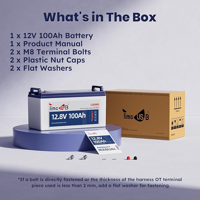 12V 100Ah LiFePO4 Battery, 4000+ Deep Cycle Lithium Battery, Built-in 100A BMS, Ideal for Trolling Motor, RV, Solar Panel Systems, and Off-Grid Power Solutions