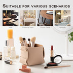 HOMIEAZICOZI 2-Pack Cork Leather Desk Accessories Storage - Pencil Pen Holder - Makeup Brush Holder Organizer - Stylish Addition to Home Decor (Apricot)