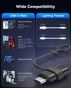 MoKo Lightning Female to USB C Male Adapter 2Pack, USB-C Lightning Adapter for iPhone Air 17 16 15 Pro Max Plus, iPad Pro/Air, Galaxy, iPhone to USB C Adapter for Data Sync, NOT for Audio/OTG, Black