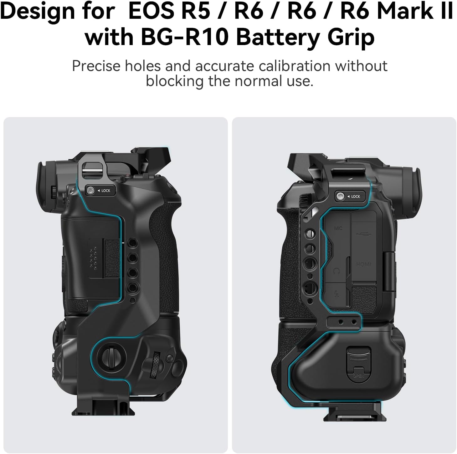 SmallRig R5 / R6 Camera Cage for Canon R5 / R6 with BG-R10 Battery Grip, Aluminum Alloy Film Movie Making Camera Video Cage with Shoe Mount 3464B