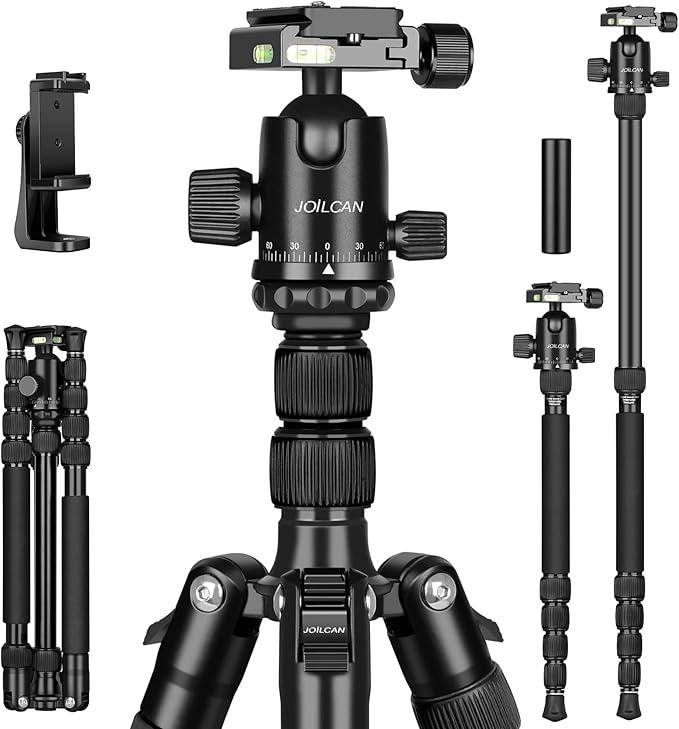 80/85 inches Heavy Duty Tripod for Camera and Phone, 85" Camera Monopod Tripods, DSLR Binoculars Spotting Scope Camcorders Video Tripod Stand, 360 Degree Ball Head, 35 lbs Loads