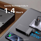 Power Bank Fast Charging 10000mAh 35W Portable Charger Small Battery Pack with PD 3.0 & QC 4.0 Type-C USB-A Input Output Lightweight Phone Charger Compatible for iPhone Samsung iPad