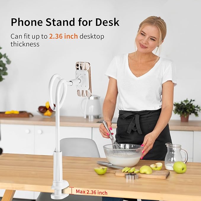 Gooseneck Kindle Holder for Reading in Bed - [Anti-Slip] Phone Holder for Bed, Kindle Paperwhite Stand Accessories, Overhead Cell Phone Clamp Mount for Desk, for Tablets 4-10 inches