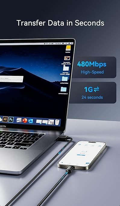 (3.3FT, 2Pack) Black CarPlay iPhone Charger Cable MFi Certified USB to USB C Cable for Apple iPhone 16 Pro Max, Premium Woven USB-A to Type C Cord for iPhone 15 Pro Max/15Plus/16 Pro/16 Plus/16, iPad