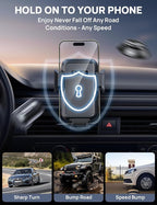 Adjustable Windshield Phone Mount for Car, Suction Cup Dashboard Holder for All Cell Phone, (+Vent Hook) [Military Grade Stable], Non-Slip Silicone Carbon Fiber, (Black)