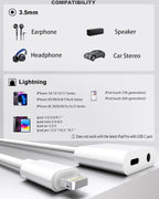 2 Pack Lightning to 3.5mm Headphone Jack Adapter, [Apple MFi Certified] 2 in 1 Headphone Adapter Aux Audio and Charger Adapter Dongle Cable Splitter Compatible with iPhone 14 13 12 11 XS XR 8 7