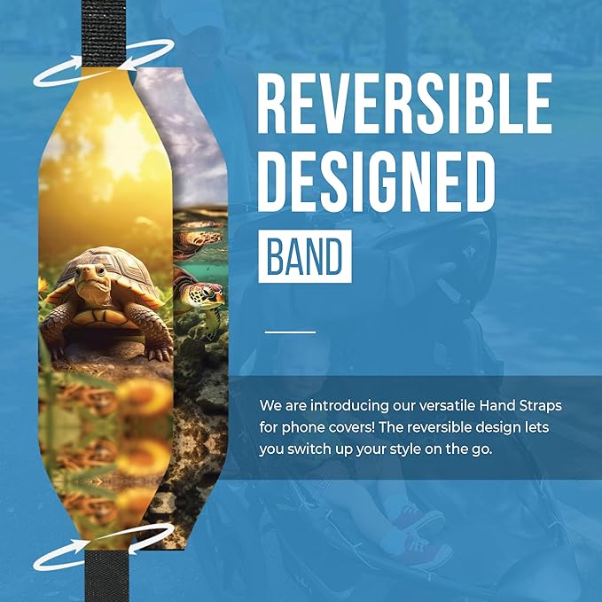 Phone Grip Strap - Reversible Finger Holder for Phone Back, Customizable Anti-Slip Design, Wireless Charging Compatible Detachable Holder for iPhone - Psychedelic Turtle