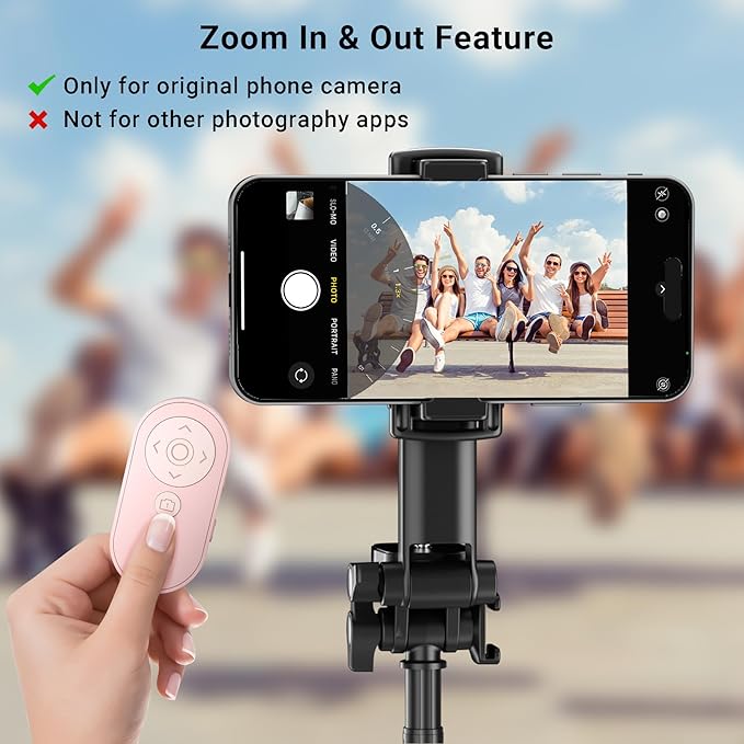 Wireless Camera Remote Control with Zoom for iPhone & iPad, Versatile Shutter with Front/Rear Camera Switch for Photo & Video, Smartphone Remote Clicker for TikTok