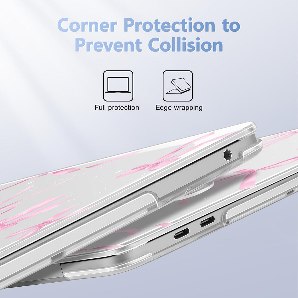Case for MacBook Pro 13 inch with/Without Touch Bar (2016-2022, M2 A2338 M1 A2289 A2251 A2159 A1989 A1706 A1708), Hard Shell + Keyboard Cover + Dust Plug, Bowknot