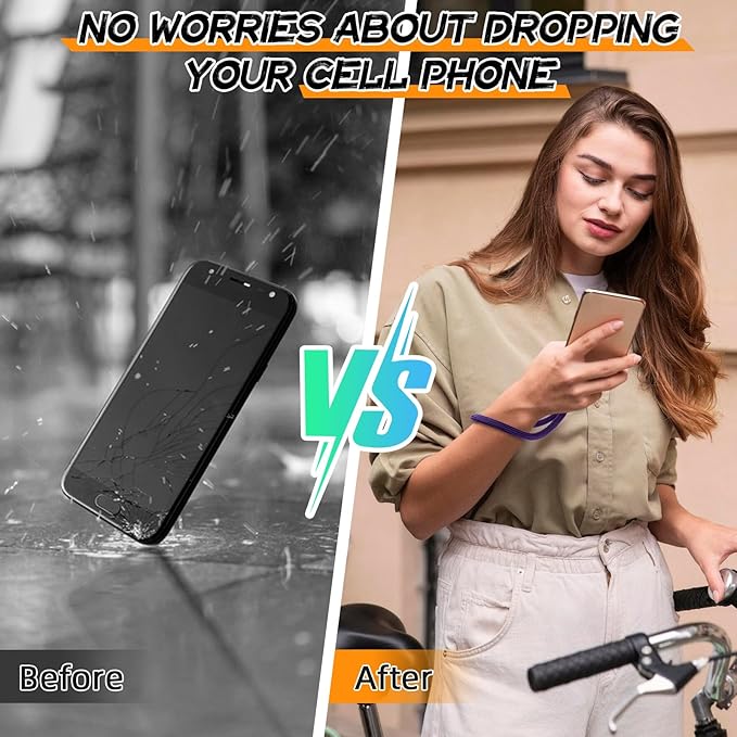 AULEEP Phone Wrist Strap for Women Men - Anti theft Phone Lanyard for Phone Case, iPhone, Cute Phone Wristlet, Hand Strap with 2 Tabs, PhoneChain, Bracelet Strap, Purple