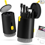 walrfid 2pcs Computer Keyboard Cleaner Kit, Laptop Screen Cleaning Spray for iPhone AirPod Phone MacBook iPad, 20-in-1 Electronic Clean Brush Tool for Earbud iPod Monitor TV Earphone Camera, Black