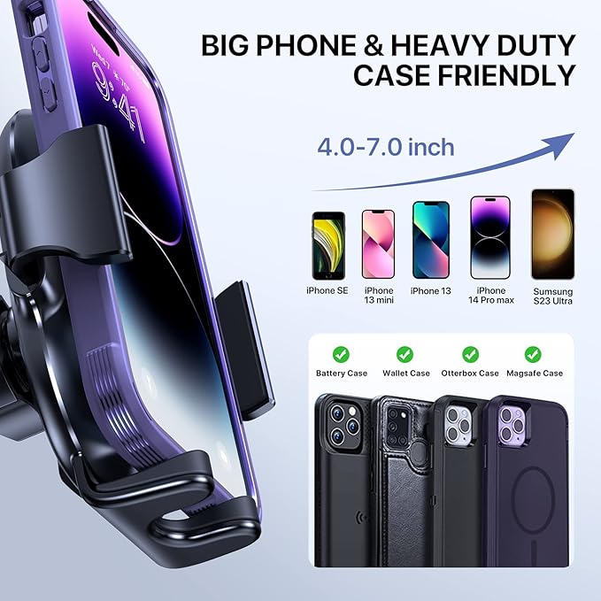 Miracase Upgraded-2nd Generation Universal Phone Holders for Your Car, 3 in 1 Air Vent Car Phone Holder Mount Compatible with iPhone 16/15/14/13/12/11 Series and All Phones