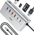 USB C Hub Ethernet, 10Gbps USB Docking Station 10-in-1 with 4K@60Hz HDMI, USB C and 2 USB A 3.2 Data, LAN, 2 USB A 2.0, PD 100W, SD/TF Ports, 3.28FT Powered USB Hub for Laptop, PC, iPhone 16/15, Mac