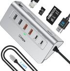 USB C Hub Ethernet, 10Gbps USB Docking Station 10-in-1 with 4K@60Hz HDMI, USB C and 2 USB A 3.2 Data, LAN, 2 USB A 2.0, PD 100W, SD/TF Ports, 3.28FT Powered USB Hub for Laptop, PC, iPhone 16/15, Mac