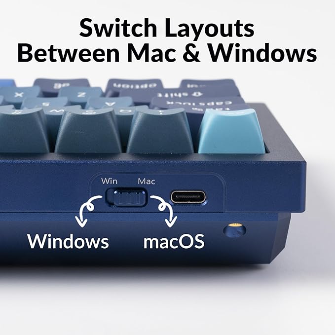Keychron Q4 Wired Custom Mechanical Keyboard, 60% Layout QMK/VIA Programmable Macro with Hot-swappable Gateron G Pro Blue Switch Double Gasket Compatible with Mac Windows Linux(Navy Blue)