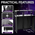 Portable DJ Booth T able,Foldable DJ Table Stand Portable with White & Black Scrim,Adjustable DJ Facade Booth Station Metal Frame D J Table with Cable Hole for Private Events, Clubs, Bars (50*25 XL)