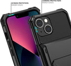 Nvollnoe for iPhone 13 Case with Card Holder[Store 5 Cards] Dual Layer Heavy Duty Shockproof Wallet Case with Hidden Card Slot Large Storage Cover for iPhone 13(Black)