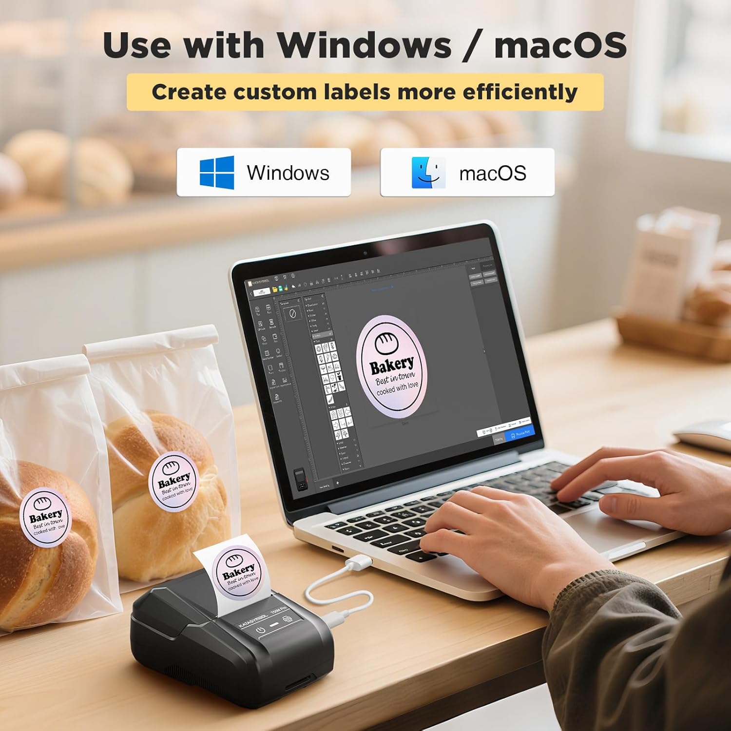 SUPVAN T50M Pro Bluetooth Label Maker Machine with 3 Tapes, Wide Waterproof Label, Versatile App with 40 Fonts and 650+ Icons, Inkless Labeler for Home, Kitchen, School, Office Organization, Black