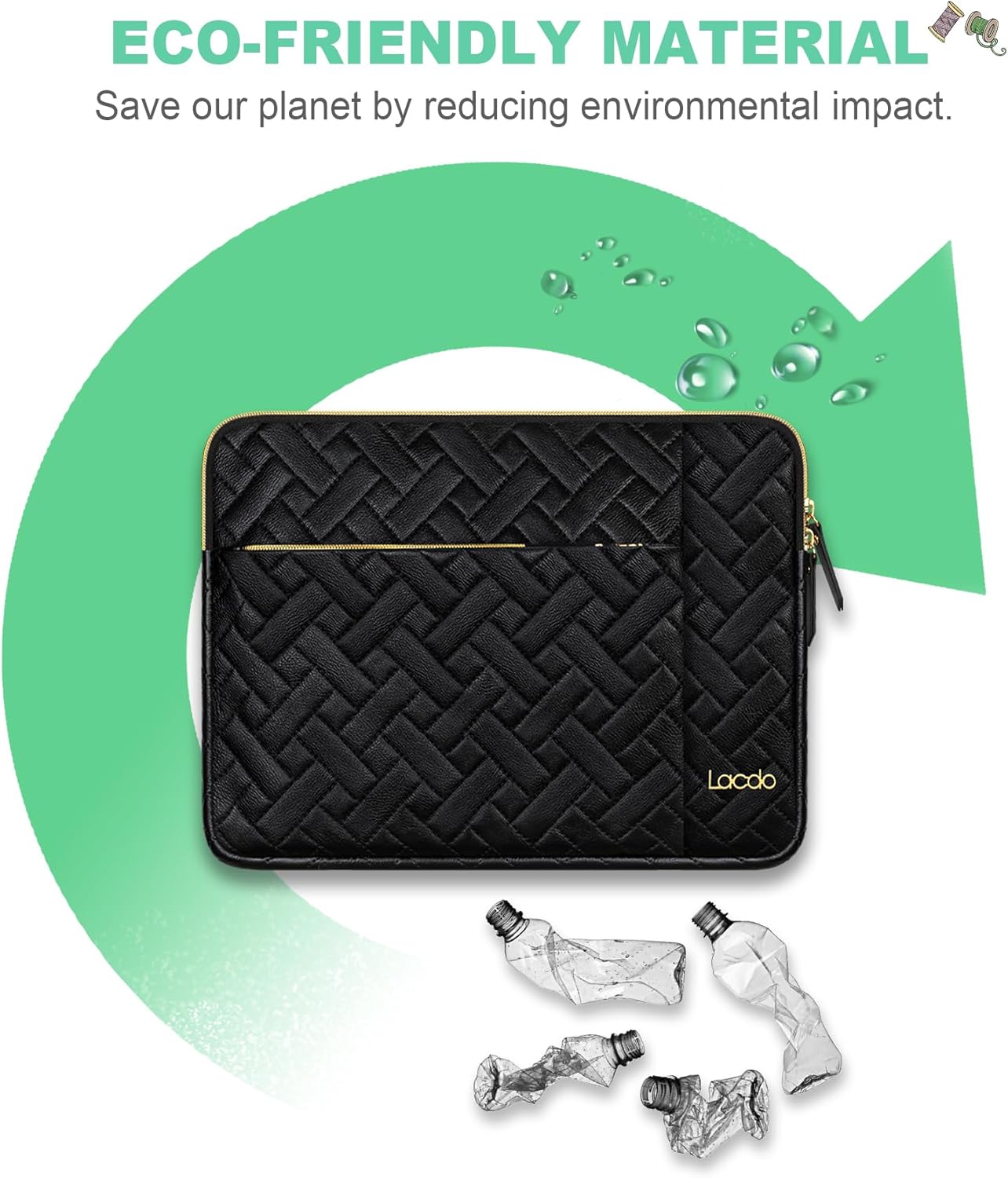 Lacdo Laptop Sleeve Case for 15 inch New MacBook Air M4 A3241 2025, M3 A3114, M2 A2941 2024-2023, 15 inch MacBook Pro A1990 A1707, Dell XPS 15 Plus Computer Bag with Accessory Pocket, Elegant Black