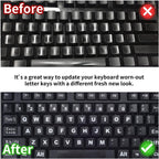 2PCS English Keyboard Stickers Replacement Letters, Full Size Big Letter QWERTY Keyboard Sticker Universal for PC Computer Laptop Desktop, Matte Keyboard Alphabet Stickers