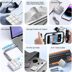 MAIWO 1TB Portable External Solid State Drive Build-in M.2 2230 PCIe NVMe SSD, USB C 3.2 Up to 1050MB/s, Mini Cute PSSD for iPhone 15 16 Pro Max MacBook Pro Air, Aluminum (Silver)